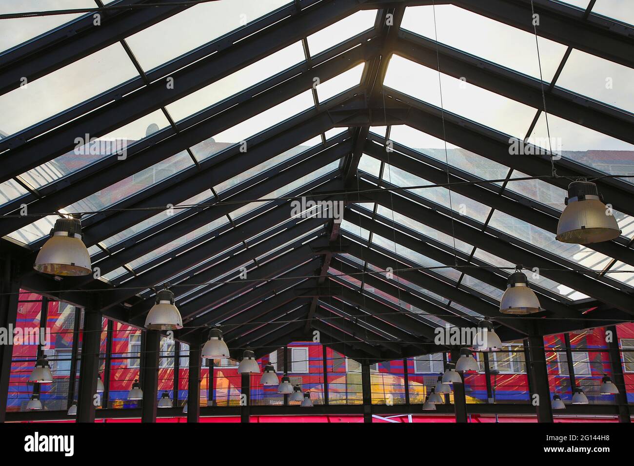 Modern roof of the market known as New Bazaar in Tirana, Albania Stock Photo