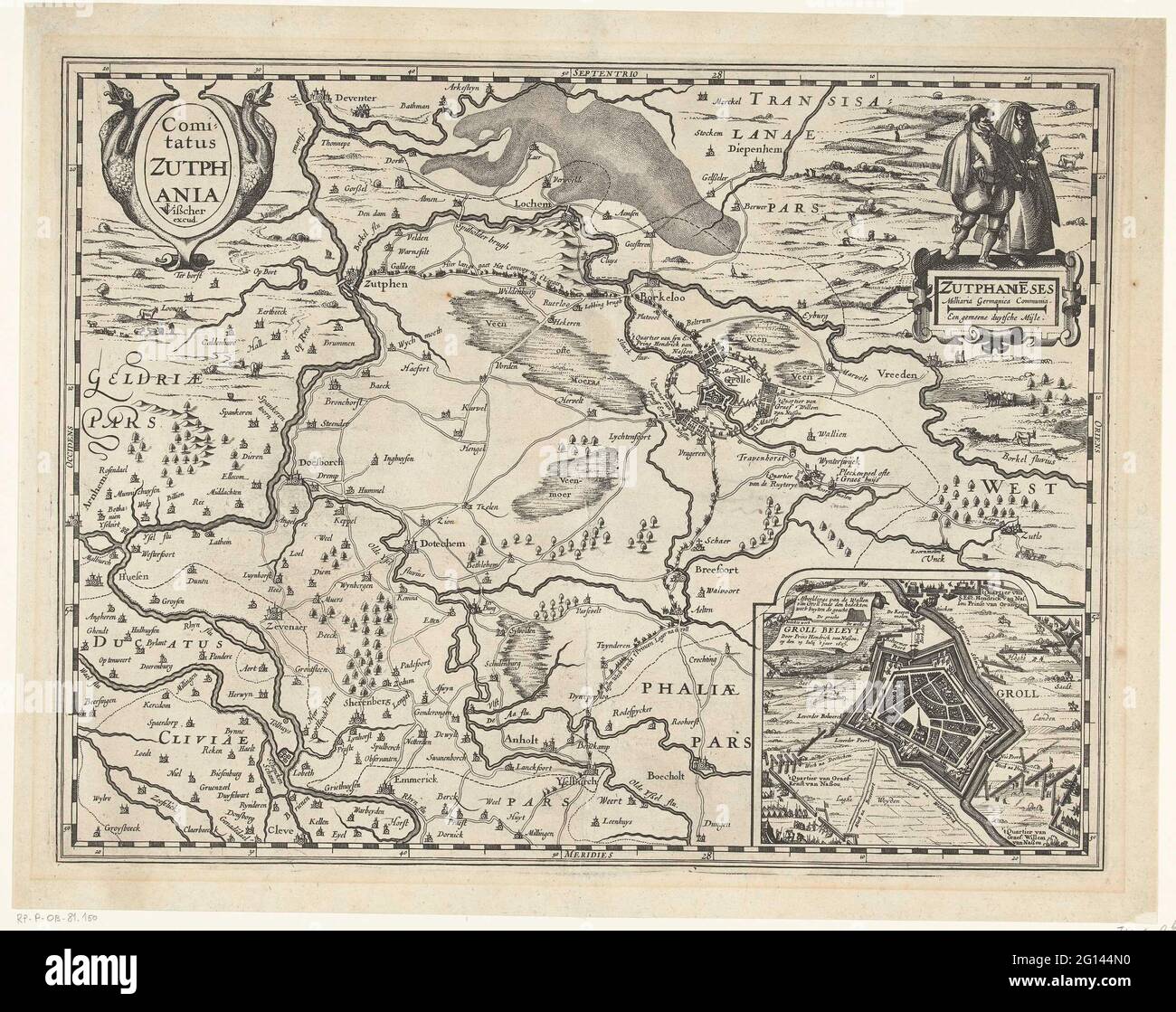 Map of Graafschap Zutphen, 1627; Zutphania comitatus. Map of Graafschap ...