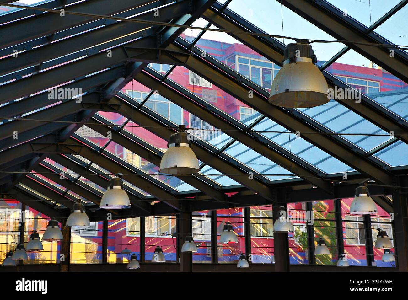 Modern roof of the market known as New Bazaar in Tirana, Albania Stock Photo