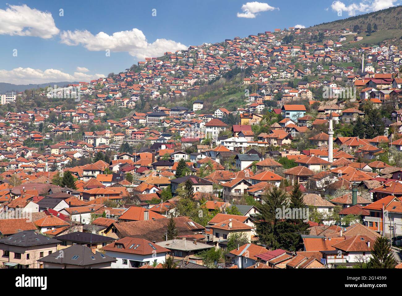 View over the houses in the mountains of Sarajevo, Bosnia and Herzegovina. Stock Photo