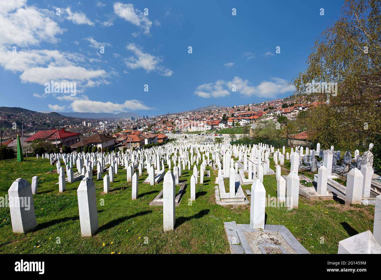 Muslim cemetery of Kovaci dedicated to the victims of the Bosnian war, in Sarajevo, Bosnia and Herzegovina. Stock Photo