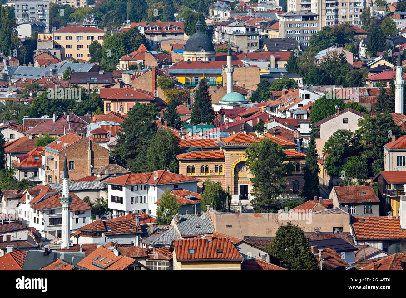 View over the houses in the mountains of Sarajevo, Bosnia and Herzegovina. Stock Photo