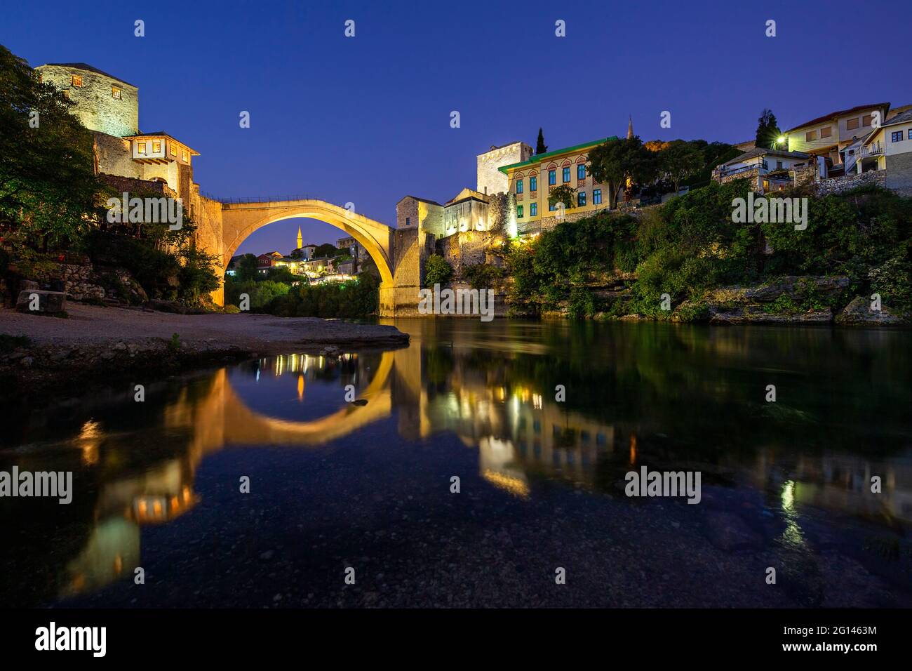 Historical Mostar Bridge known also as Stari Most or Old Bridge in Mostar, Bosnia and Herzegovina Stock Photo