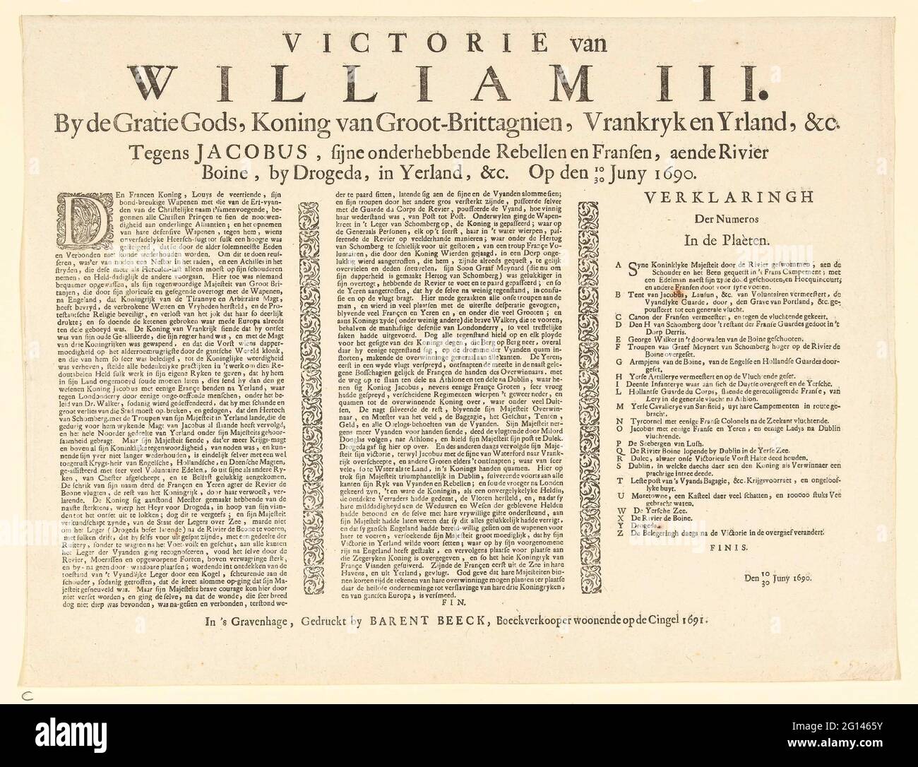 Victory of Willem III to the Boyne, 1690; Victory of William III. By the  grace of God, king of Great Britown, Vrankryk and Yrland, & c. Cons James,  by Drogeda, in Yerland,