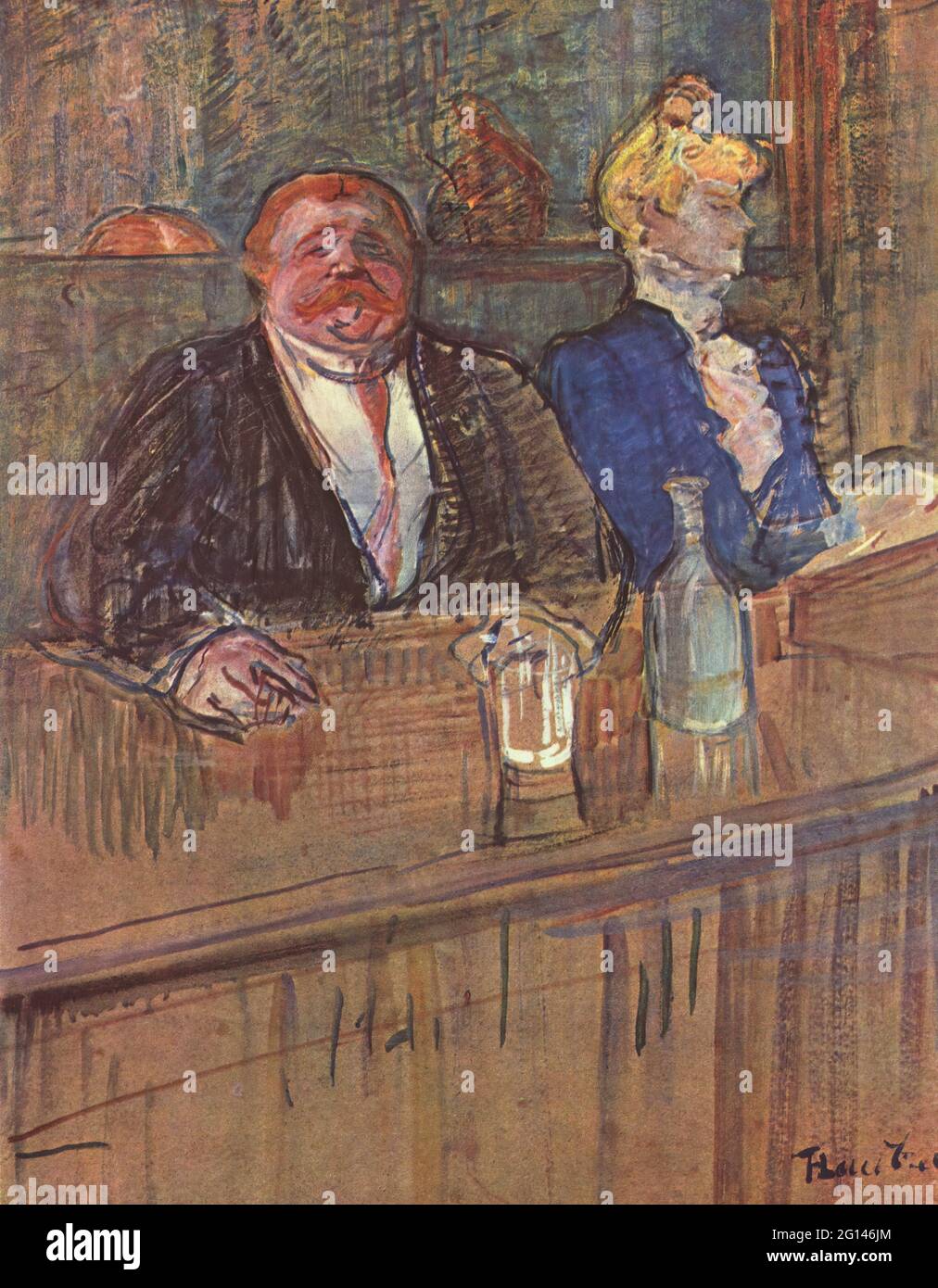 Toulouse-Lautrec -  at Cafe Customer Anemic Cashier 1898 Stock Photo