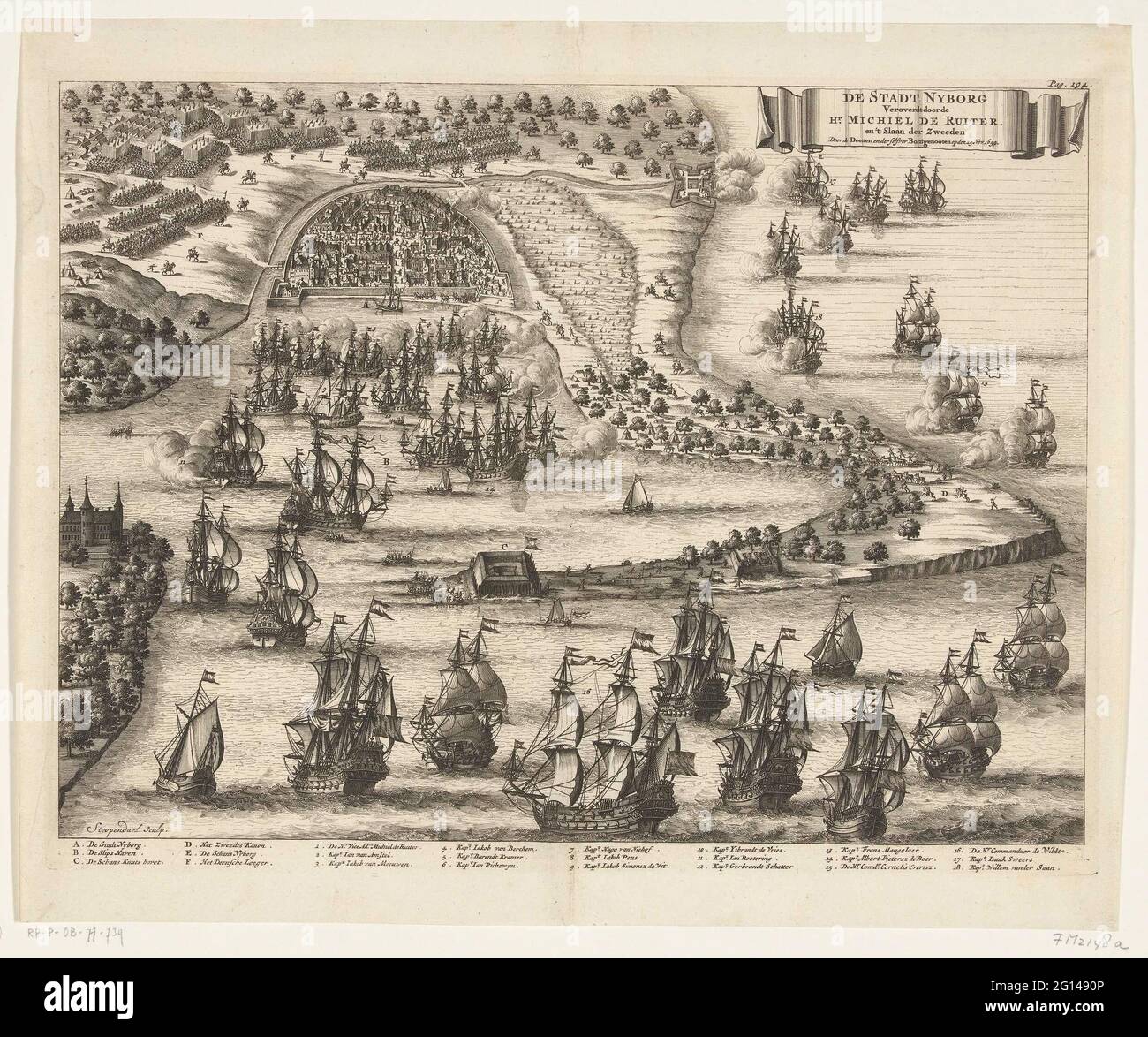 Taking the city of Nyborg by Michiel de Ruyter, 1659; The Stadt Nyborg  conquers through the HR. Michiel De Ruiter, and the beating of the Sweeten  by the Deans and Der Selver
