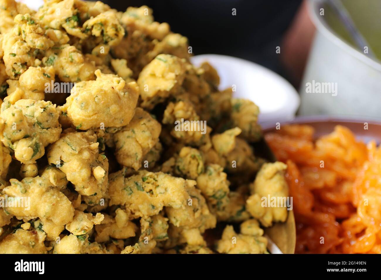 Traditional Indian street food. Sweet food, food with spice Stock Photo