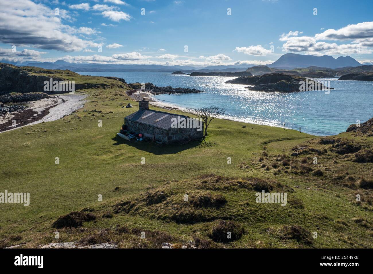 a lonely cottage on a Scottish Island Stock Photo
