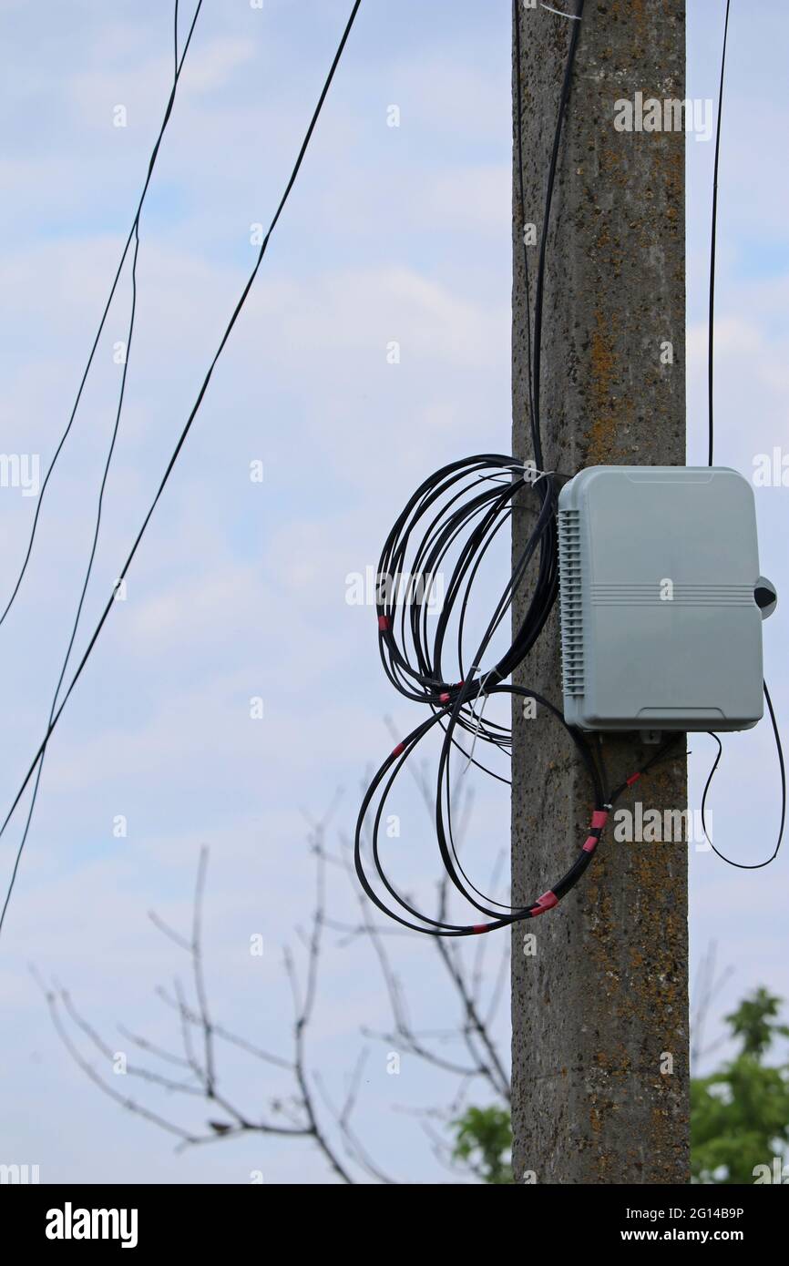 Junction box for optical line Stock Photo Alamy