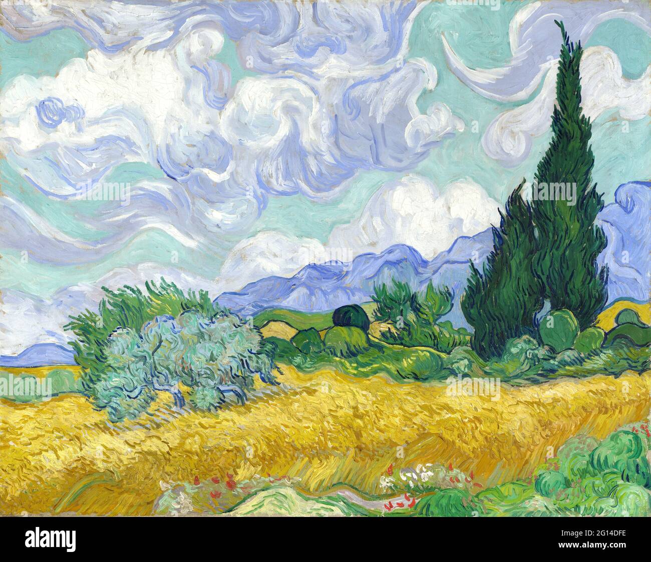 Vincent Van Gogh -  a Wheatfield with Cypresses 02 Stock Photo