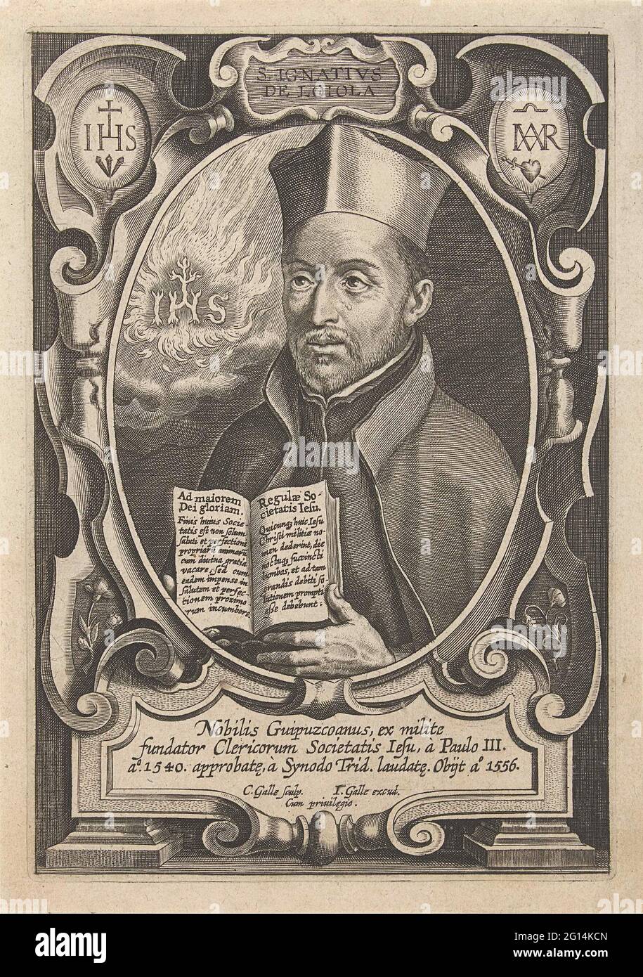H. Ignatius van Loyola; S. Ignativs de Loiola; Founders from the religious  orders. The Saint Ignatius of Loyola, founder of the Jesuite order shows a  book with the monastery rules. A christ