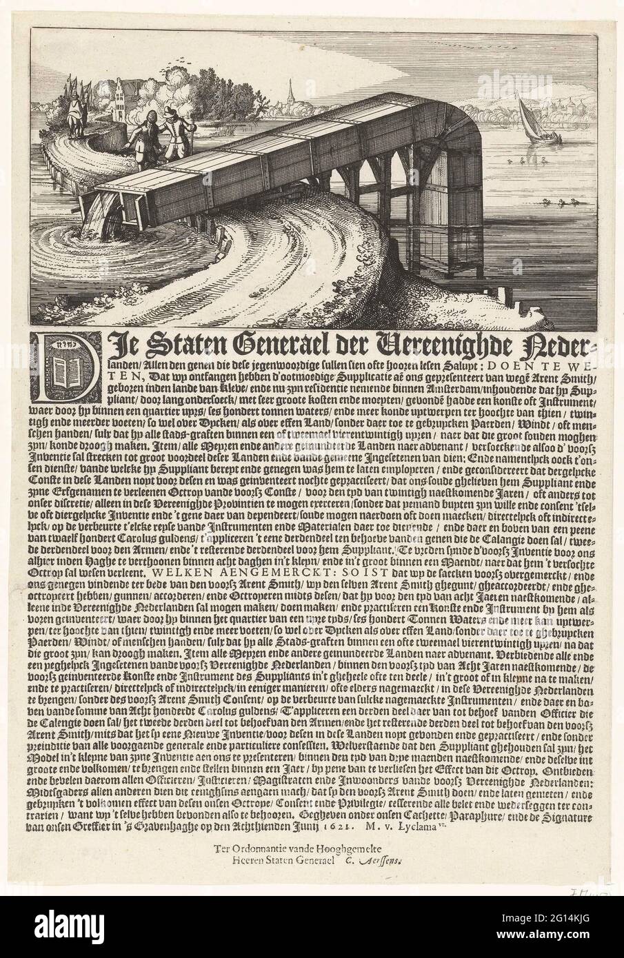 Water pump by Arent Smith with privilege, 1621. The water pump invented