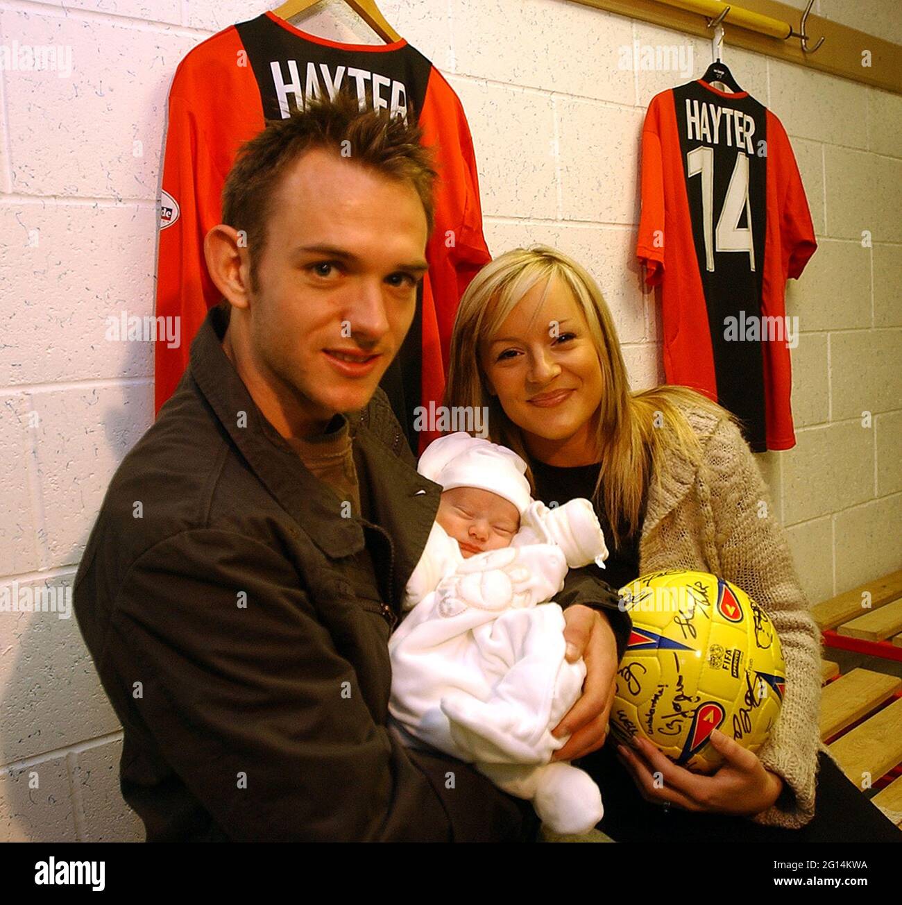 BOURNEMOUTH HAT TRICK RECORD BREAKER JAMES HAYTER WITH SARAH AND THEIR