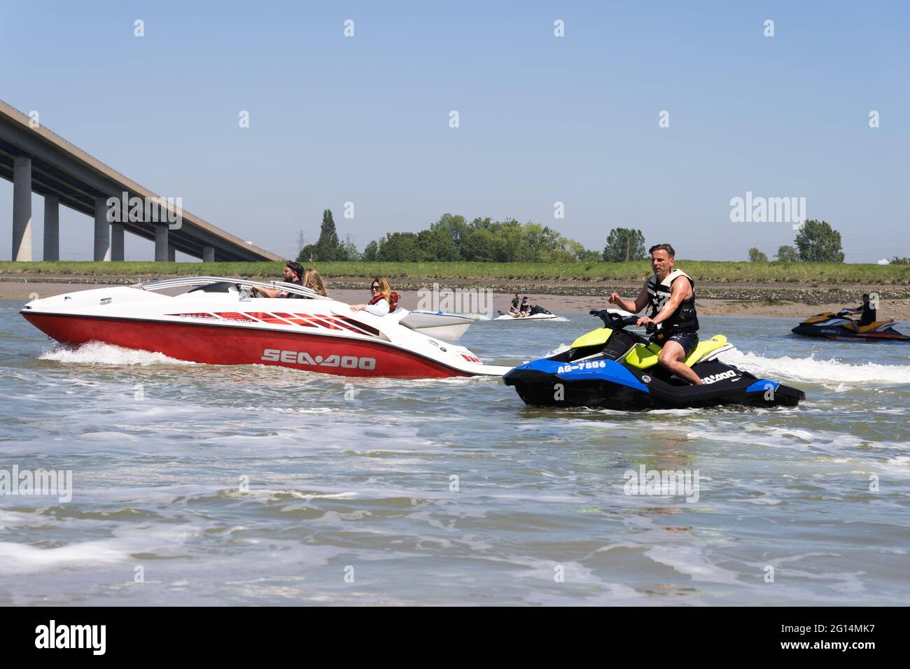 Holiday at home at great place, Isle of Sheppey, Sheerness waterway, England, UK, Kent Stock Photo