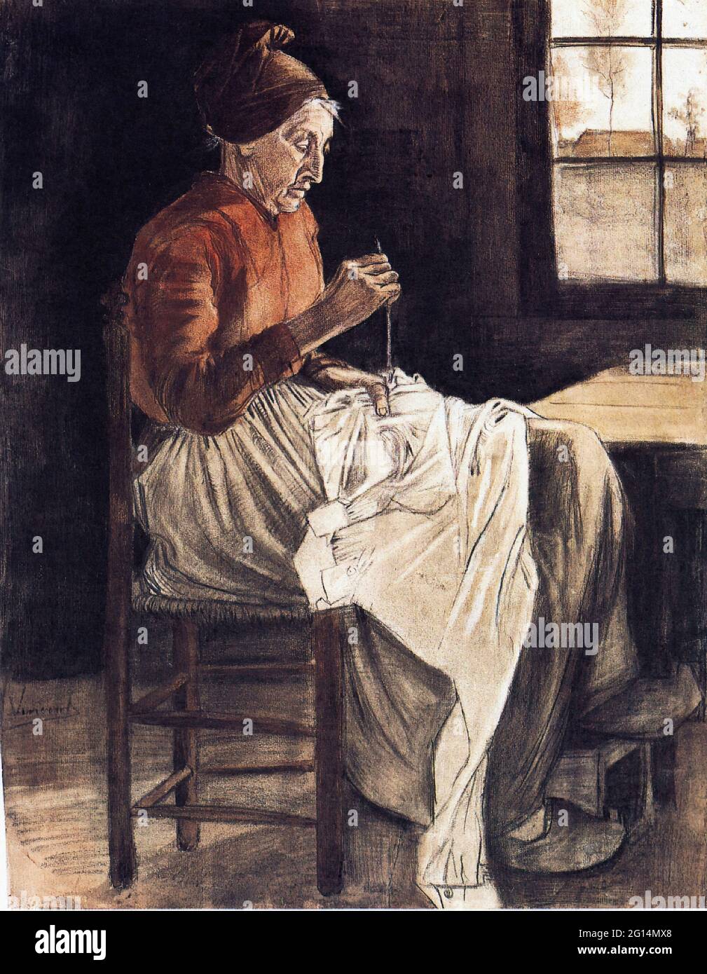 Vincent Van Gogh - Woman Sewing 1881 1 1881 Stock Photo - Alamy