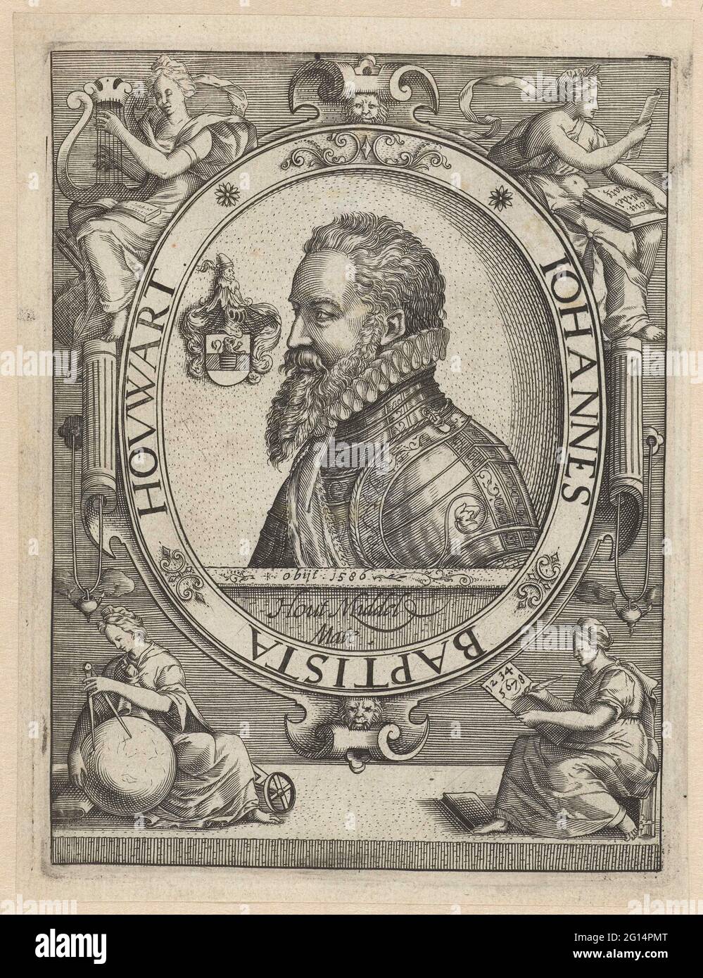 Portrait of Jan Baptist Houwaert. Bust portrait in oval from the 