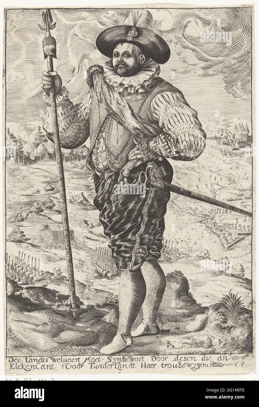 Soldier with lance and sword. Portrait of a soldier with lance and ...