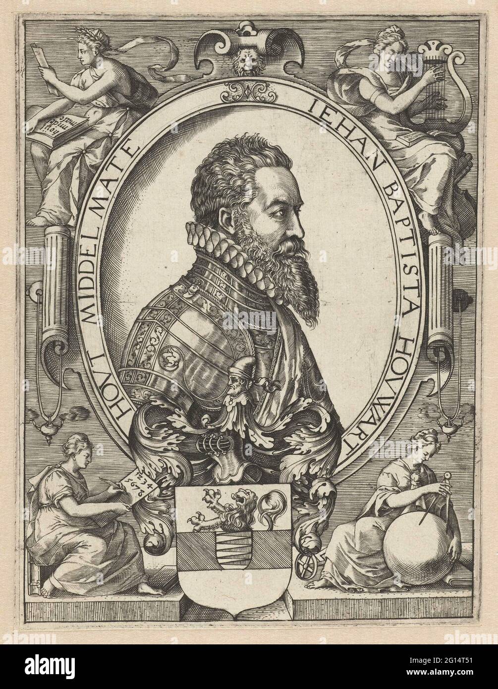 Portrait of Jan Baptist Houwaert. Bust portrait in oval from the 