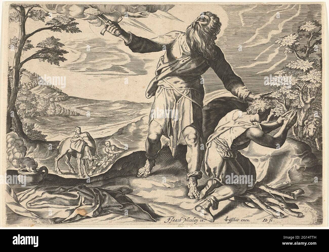 Abraham sacrifice. Abraham is about to sacrifice his son Isaac