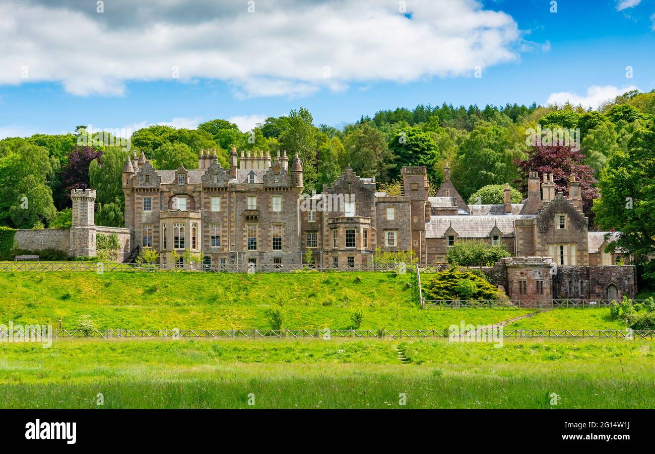 Exterior view of Abbotsford House and gardens in Melrose , Scottish