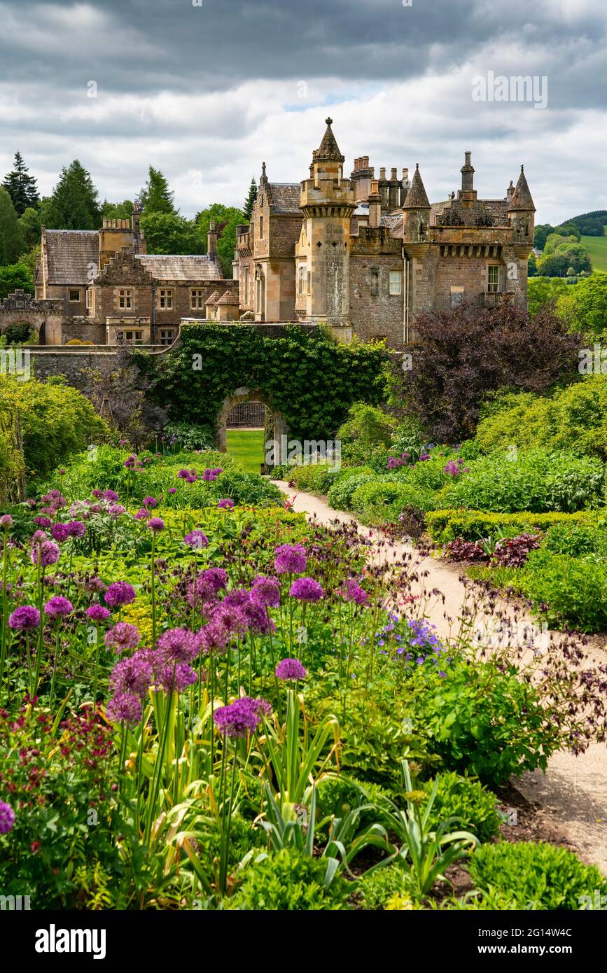 Exterior view of walled garden at Abbotsford House and gardens in