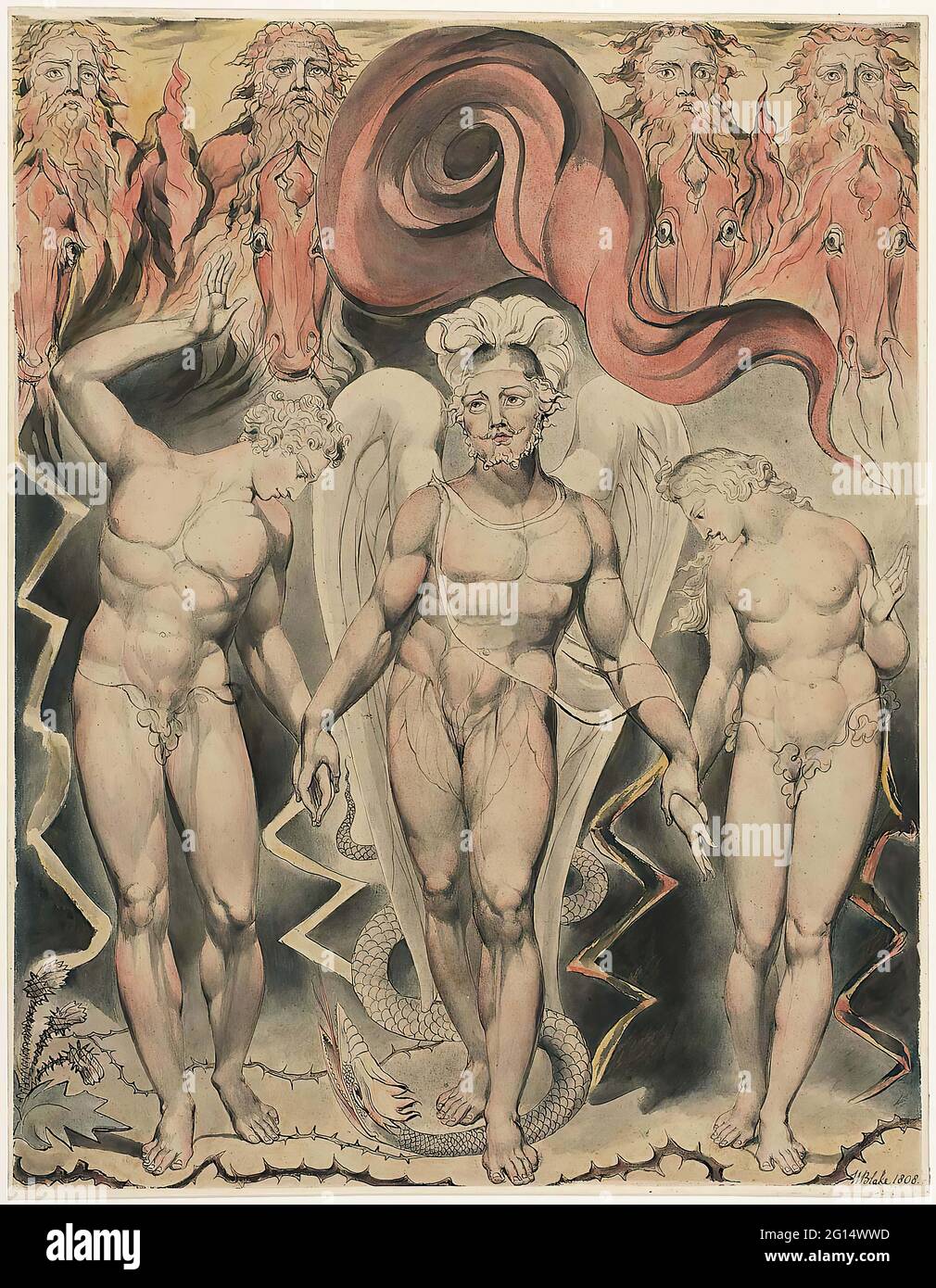 William Blake -  the Expulsion from Eden Illustration to Miltons Paradise Lost Stock Photo