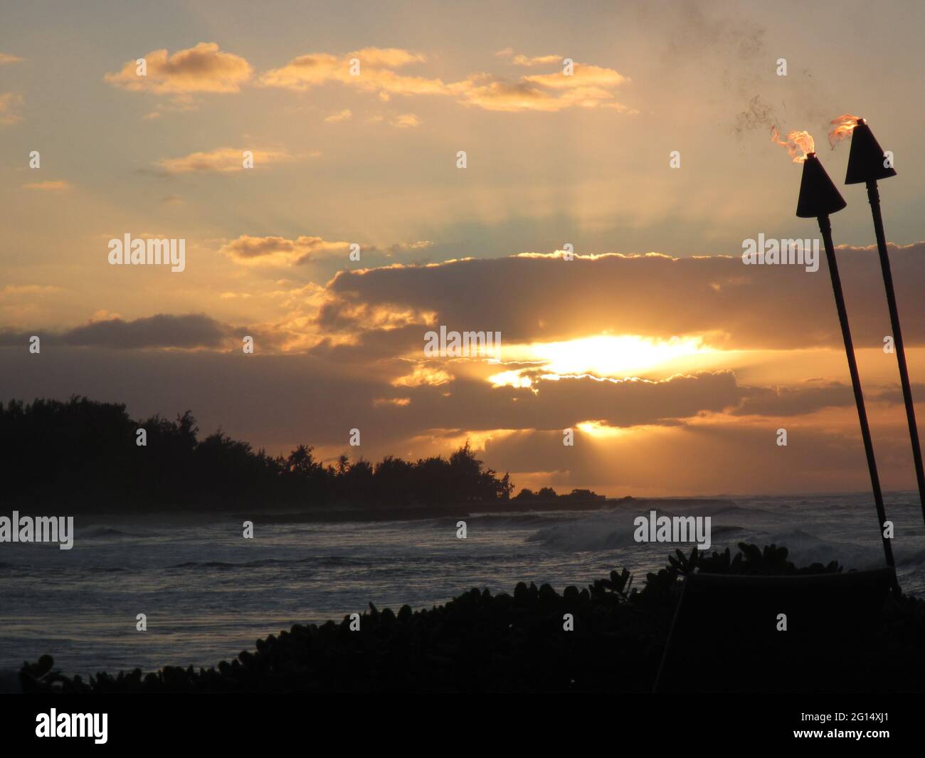 sun setting on turtle bay on Oahu Stock Photo - Alamy