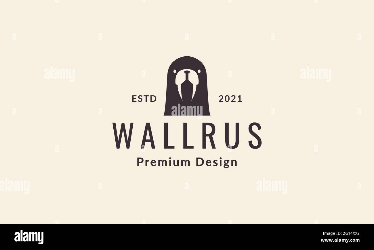 vintage head walrus logo symbol vector icon illustration graphic design