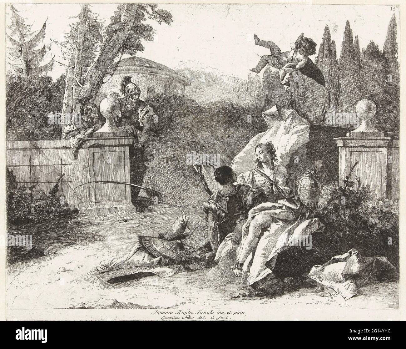 Rinaldo and Armida spied by Ubaldo and Carlo Stock Photo - Alamy