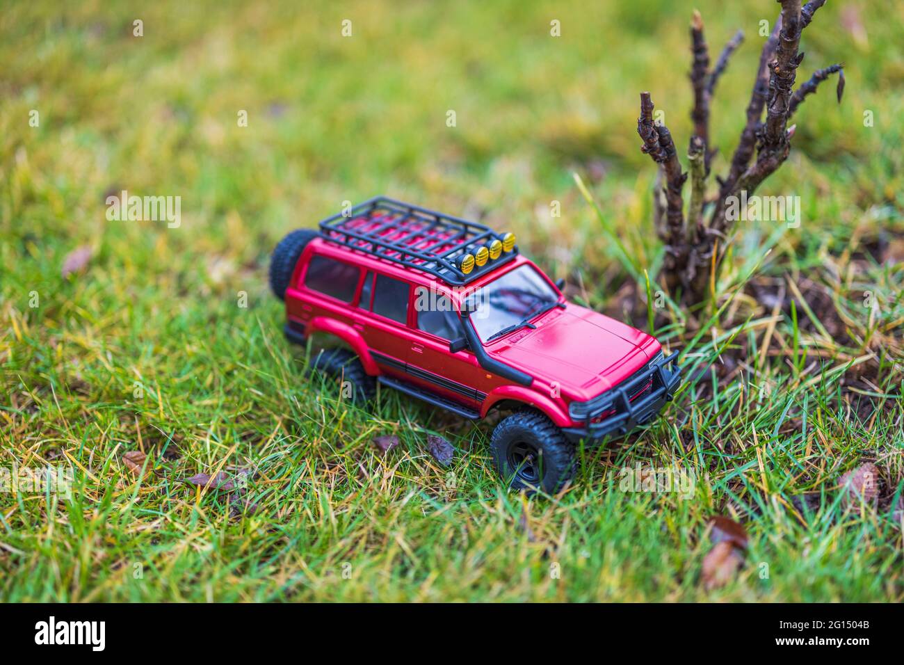 Beautiful view of RC model car. Free time Children and adults concept. Stock Photo