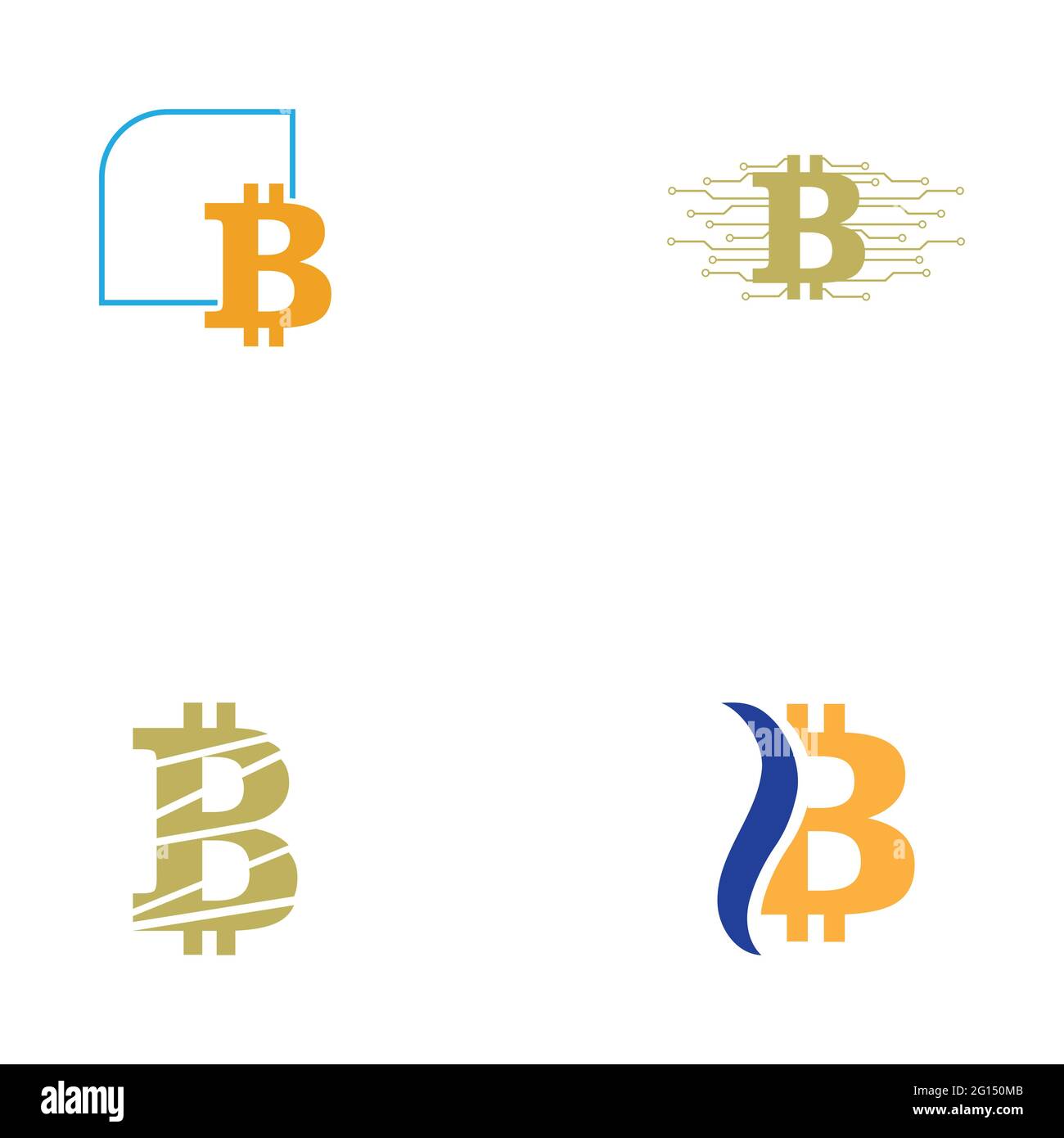 Bitcoin crypto currency logo set illustration design template Stock Vector