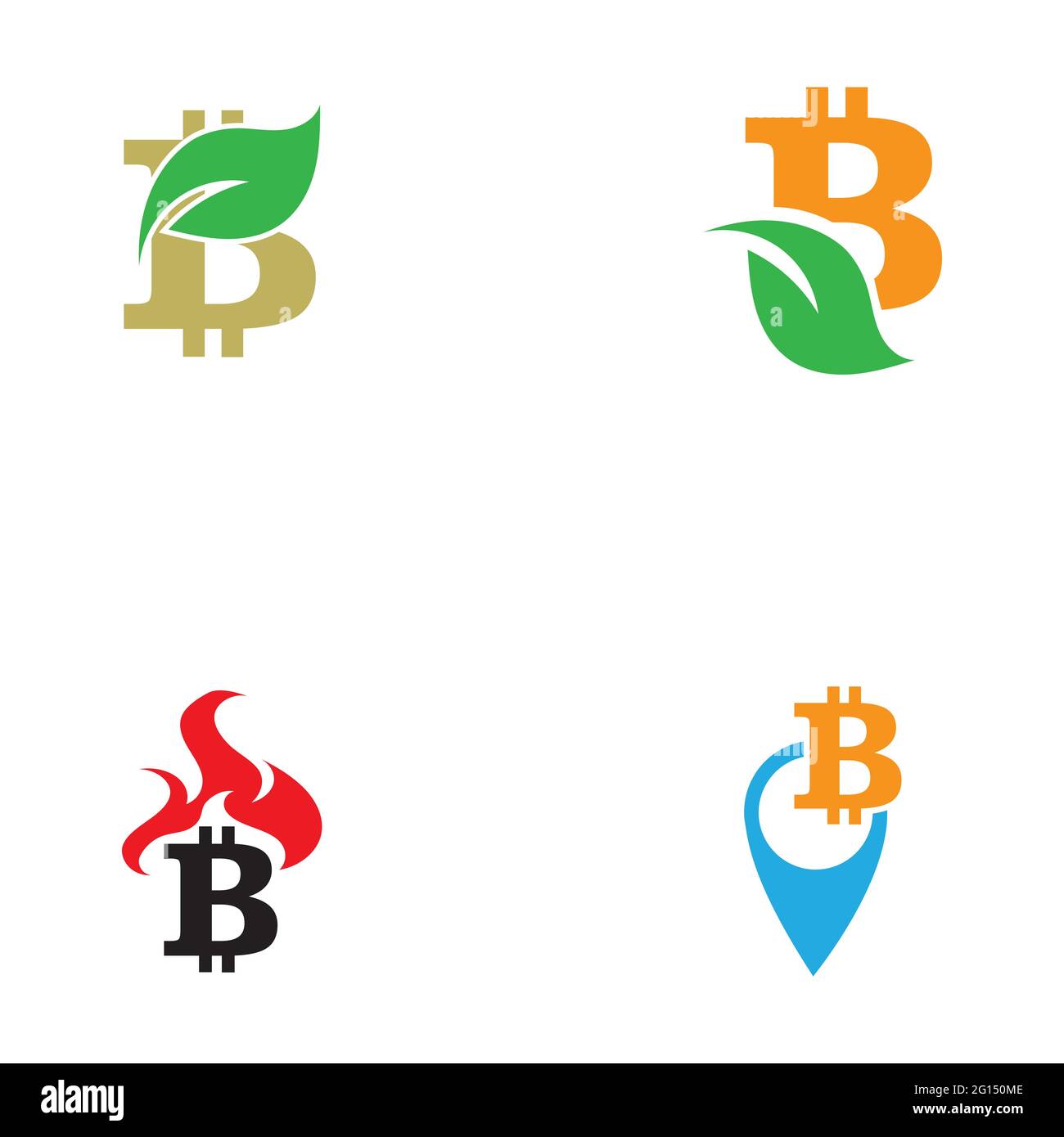 Bitcoin crypto currency logo set illustration design template Stock Vector