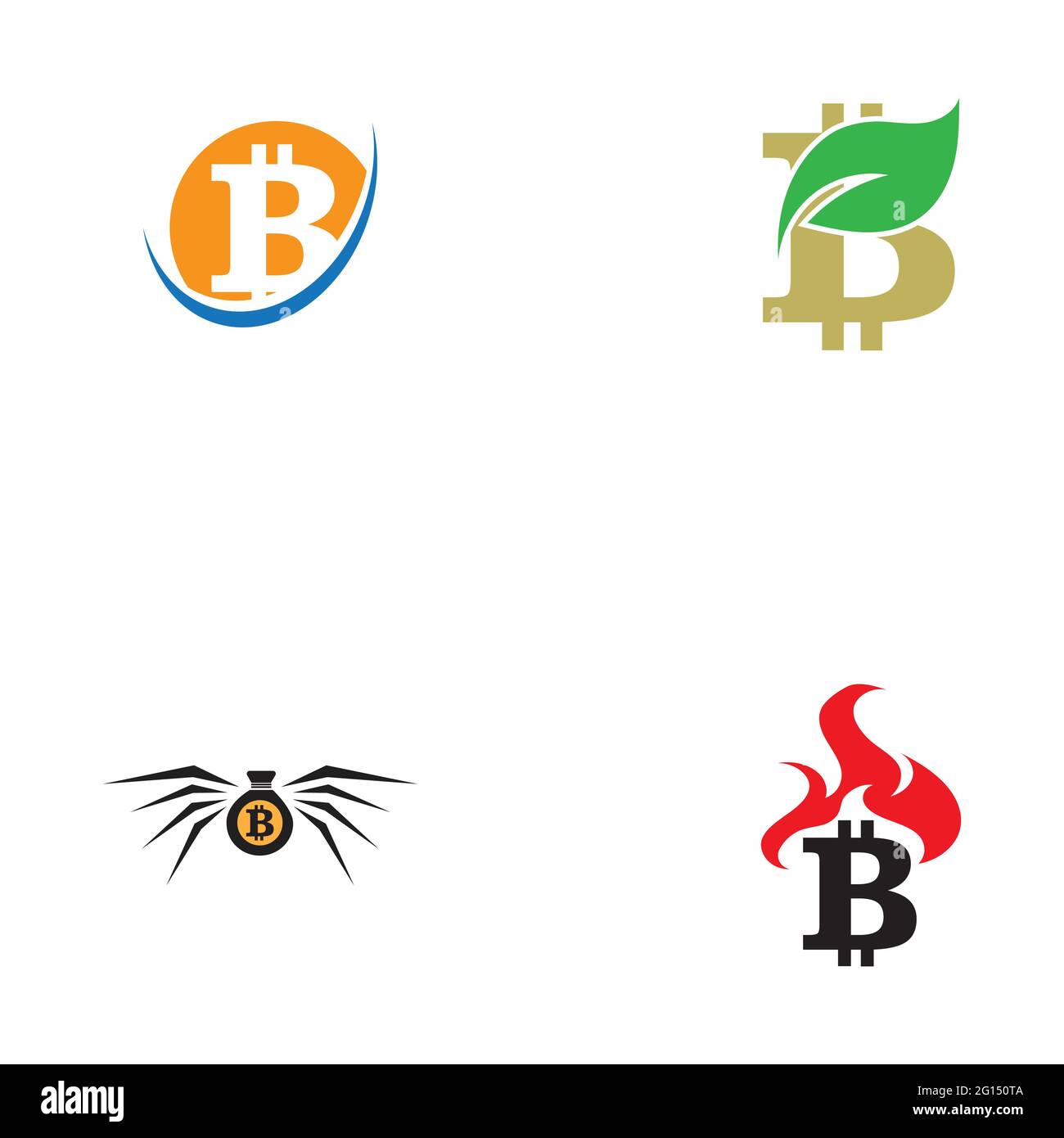 Bitcoin crypto currency logo set illustration design template Stock Vector
