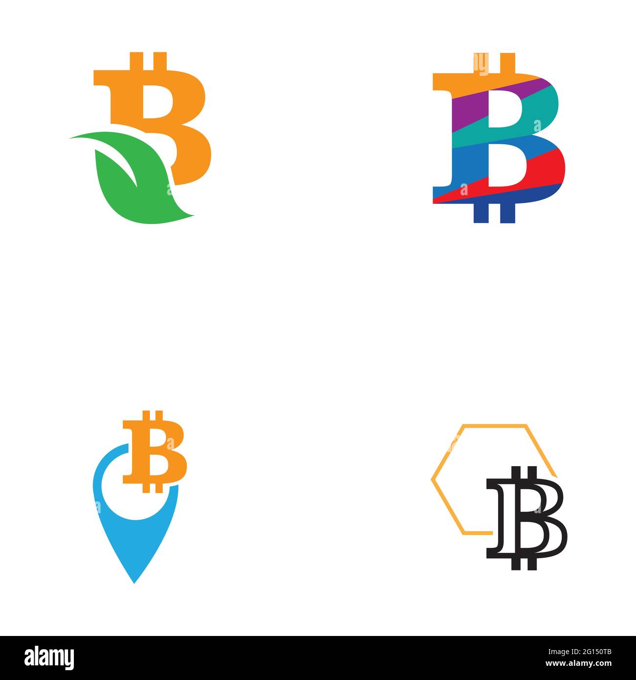 Bitcoin crypto currency logo set illustration design template Stock Vector