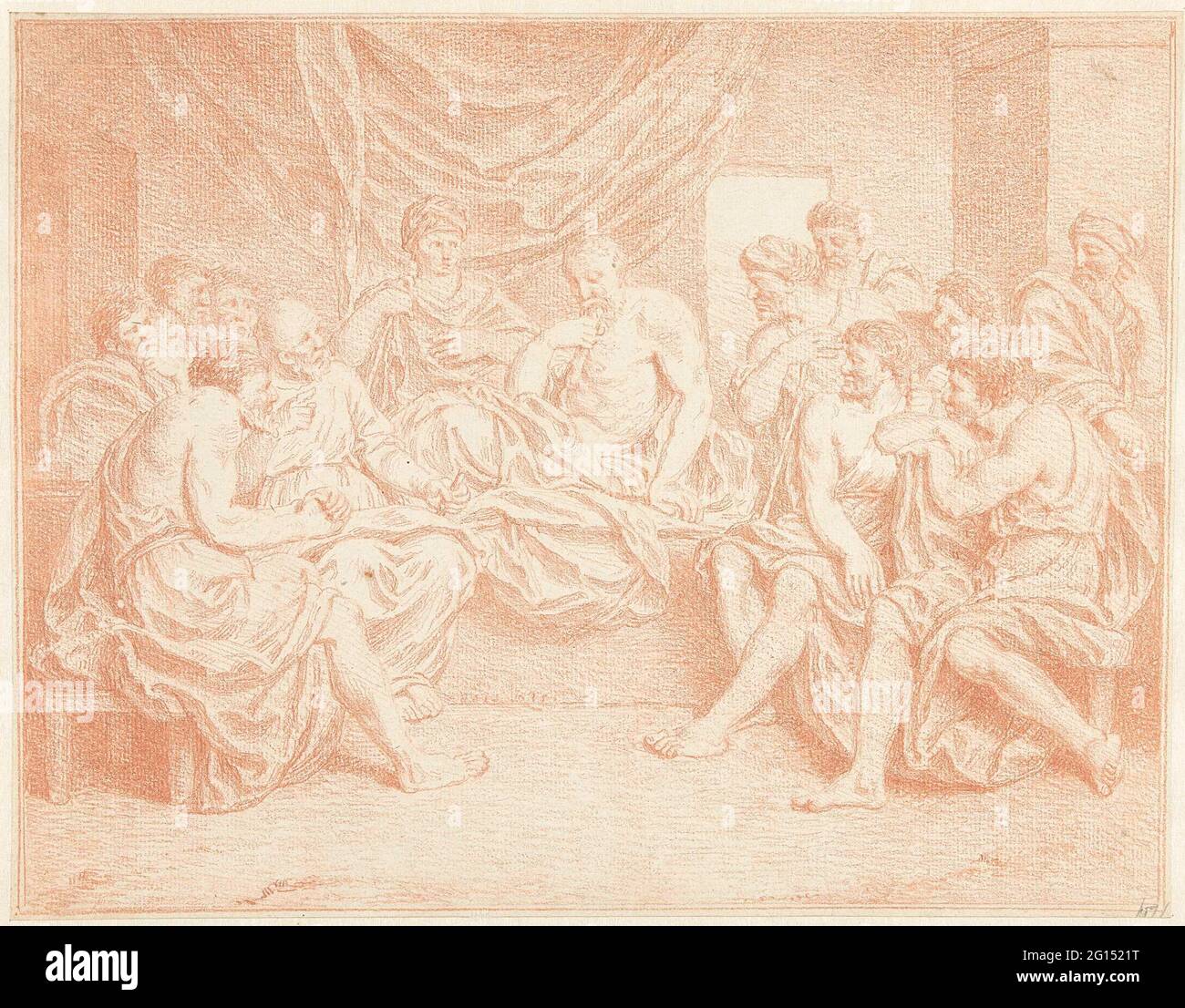Old man in bed surrounded by people Stock Photo - Alamy