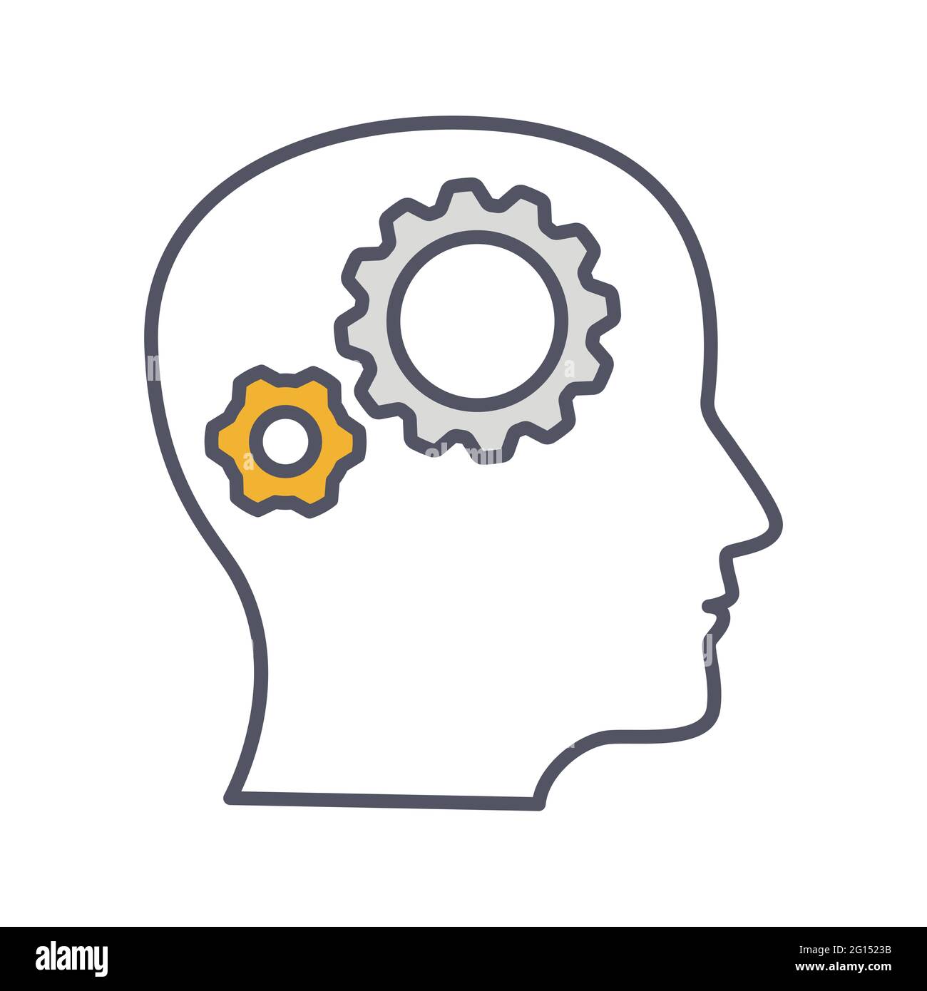 Development solution thin Line Icon. Gear in human dead innovation logo. Vector Illustration Stock Vector