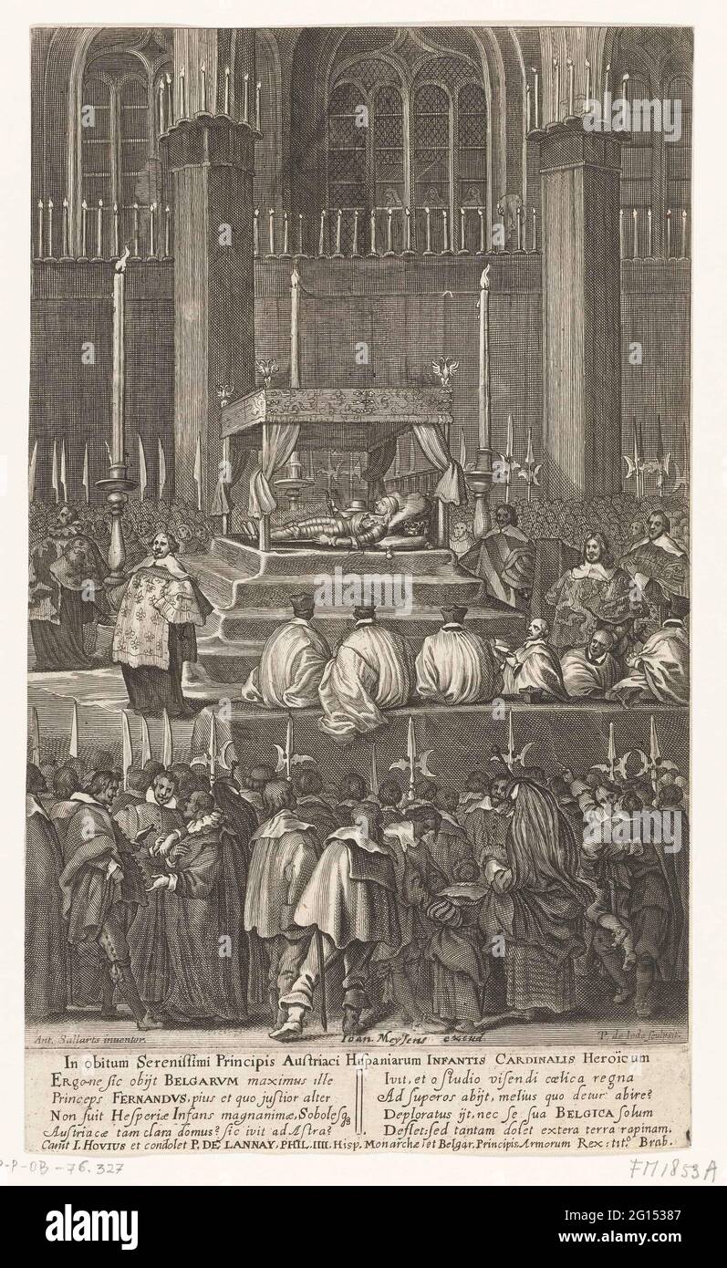 Pre-bed of the deceased Cardinal-Infant Ferdinand of Austria, laid out in  the Sint-Gudule church in Brussels, 1641; In Obitum Serenissimi Principis  Austriaci Hispaniarum Infantis Cardinalis HeroCum. Pre-bed of the  Cardinal-Infant Ferdinand of