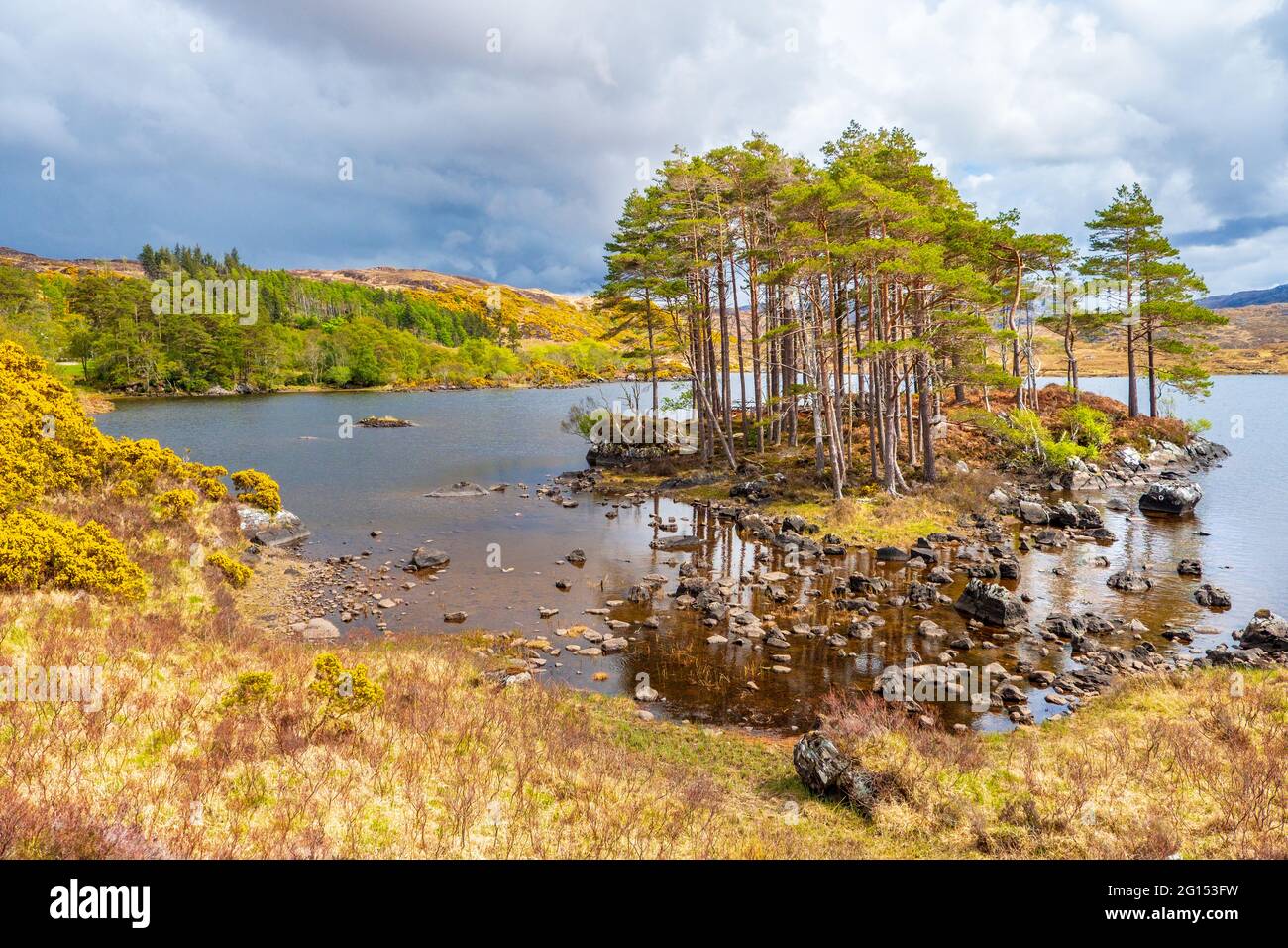 Scenery in Glen Canisp in the Assynt area of the North West Highlands of Scotland Stock Photo