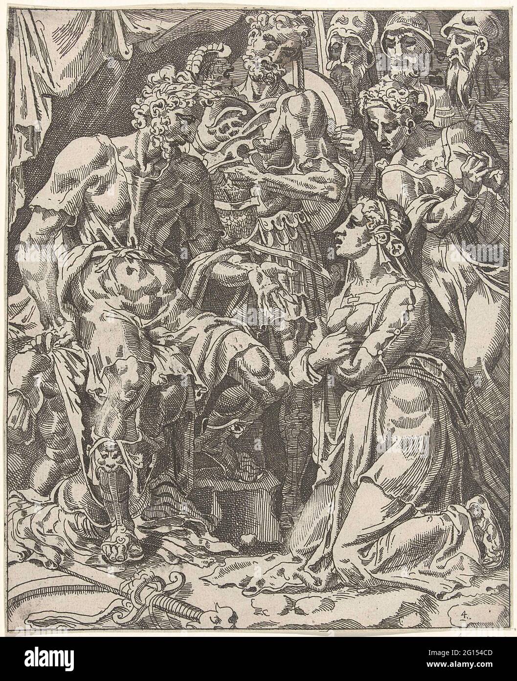 Judit for Holofernes; Judit and Holofernes. Judit is kneeling for