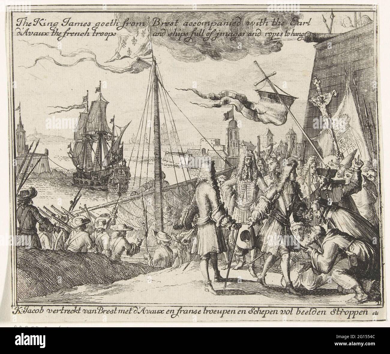 Jacobus Ii King Jacobus II departs with French troops from Brest to Ireland, 1689 ...