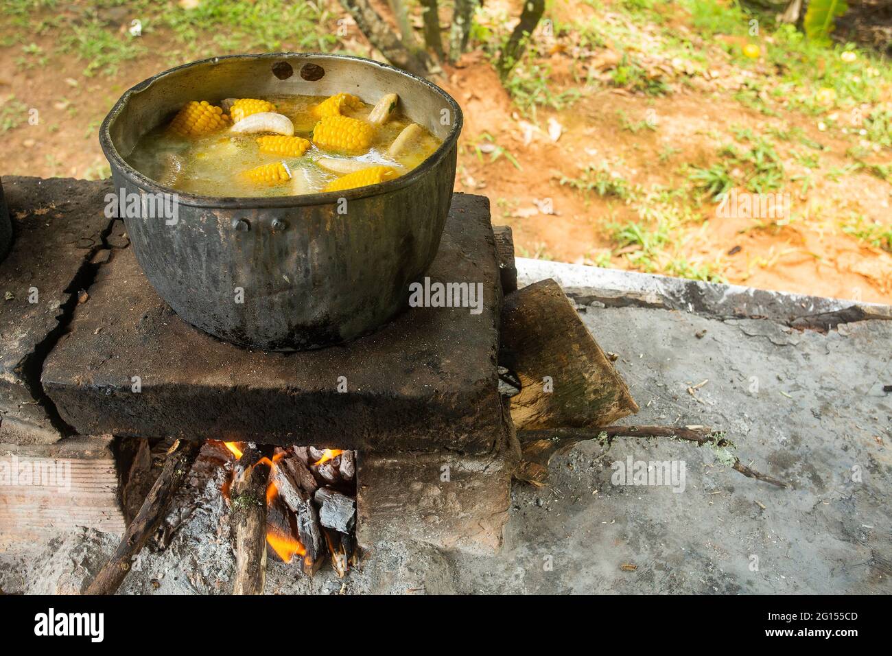 Sancocho typical Colombian dish on wood stove Stock Photo Alamy