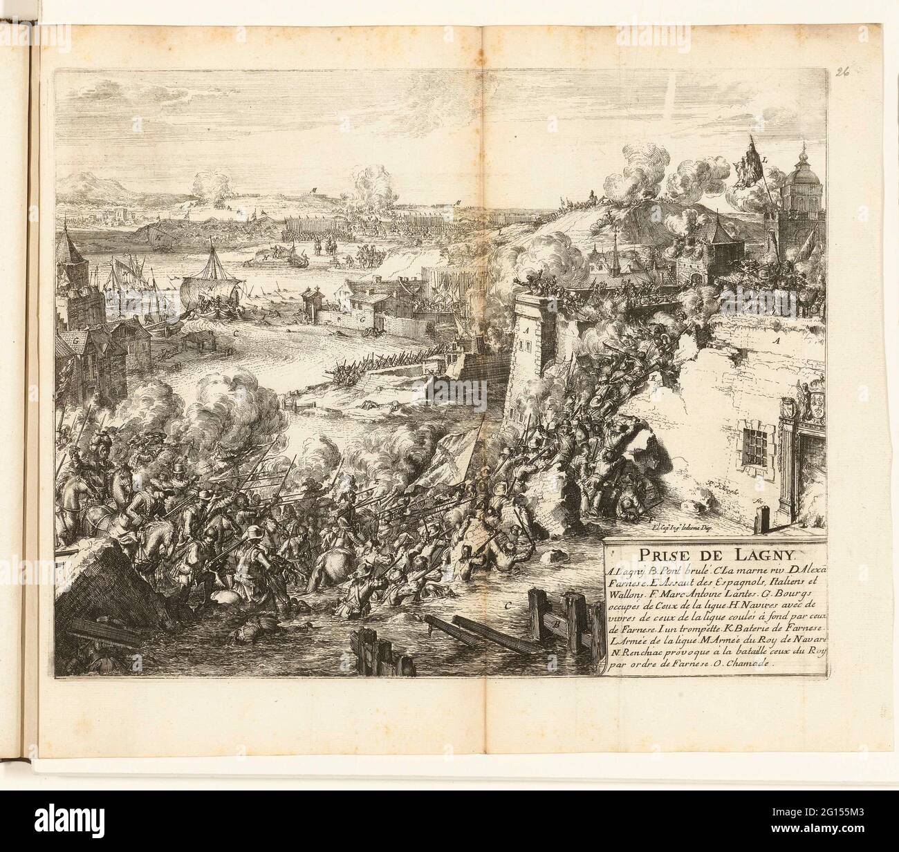 Intake of Lagny, 1589-1590; Prise de Lagny; Guerres de Flandres. Ingestion  of Lagny in France by the troops of the Duke of Parma, ca. 1589-1590. In  the foreground the soldiers pull through
