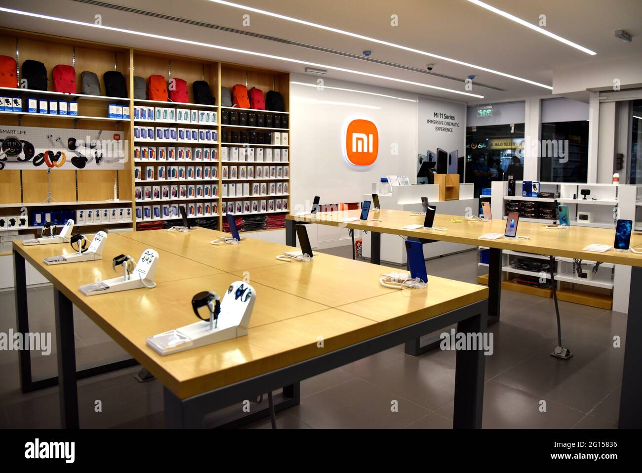 Riyadh. 4th June, 2021. Photo taken on June 4, 2021 shows the interior of the Mi-store in the Electron Commercial Center in Riyadh, Saudi Arabia. China's tech company Xiaomi, known for its smartphones, opened its first Mi-store in Saudi Arabia on Thursday. Credit: Hu Guan/Xinhua/Alamy Live News Stock Photo