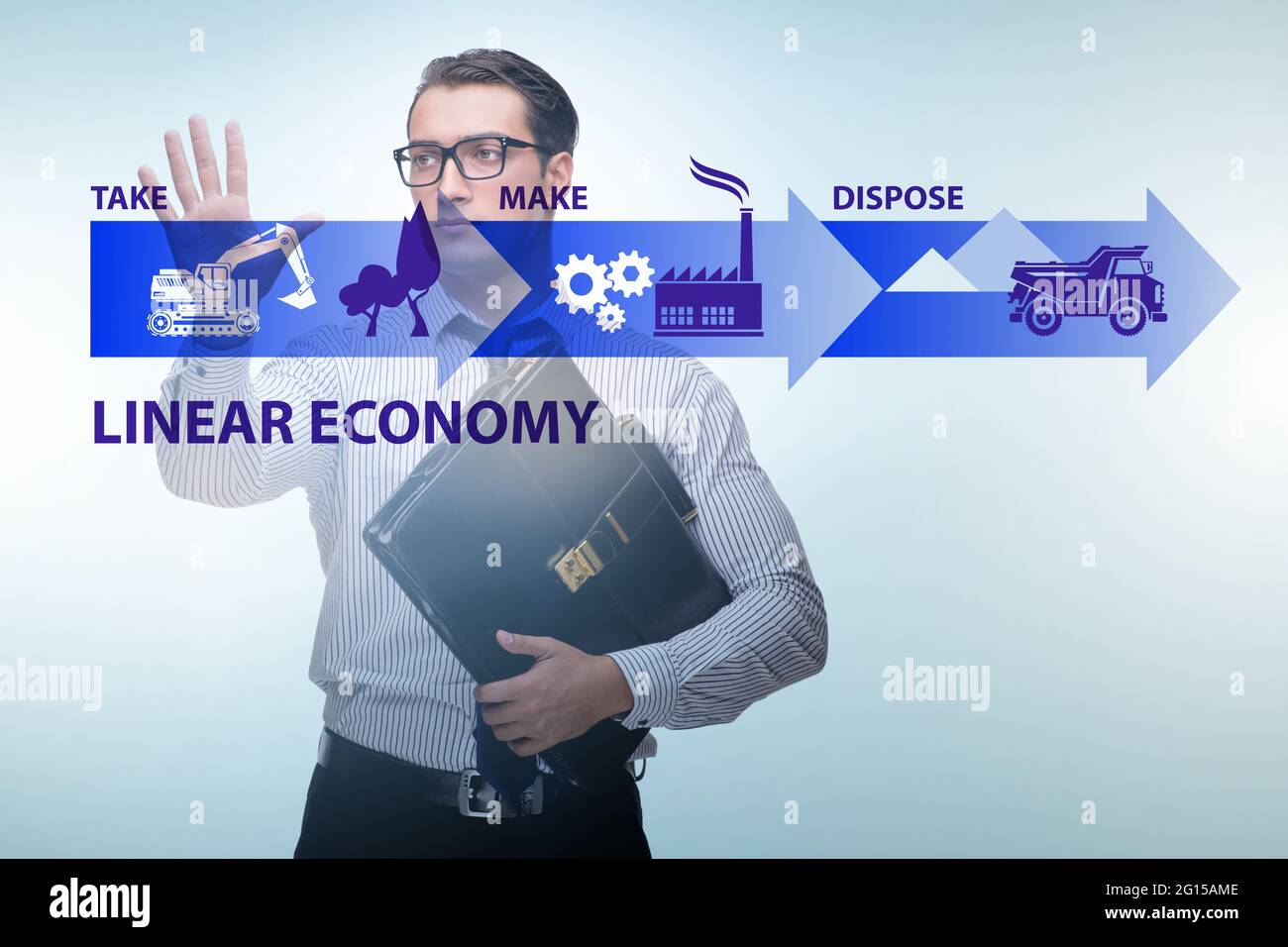 Concept of linear economy with the businessman Stock Photo - Alamy
