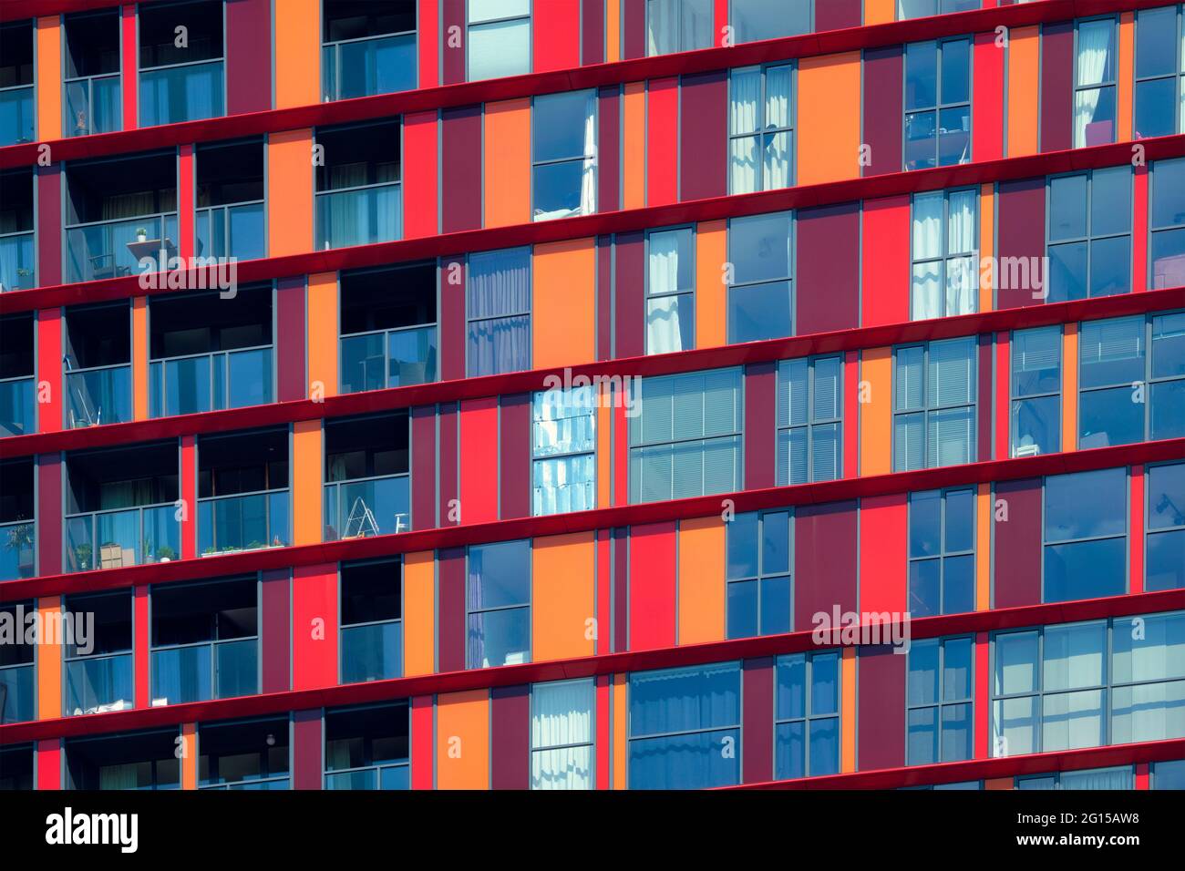 Modern residential building facade with windows and balconies ...