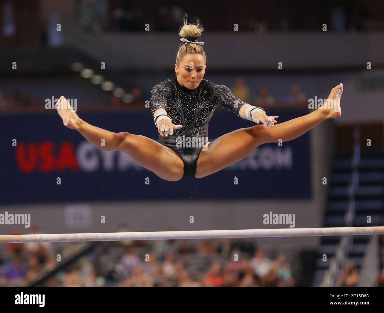 Texas, USA. 04th June, 2021. June 4, 2021: MyKayla Skinner performs on the uneven parallel bars during Session 1 of the 2021 U.S. Gymnastics Championships at Dickies Arena in Fort Worth, TX. Kyle Okita/CSM Credit: Cal Sport Media/Alamy Live News Stock Photo