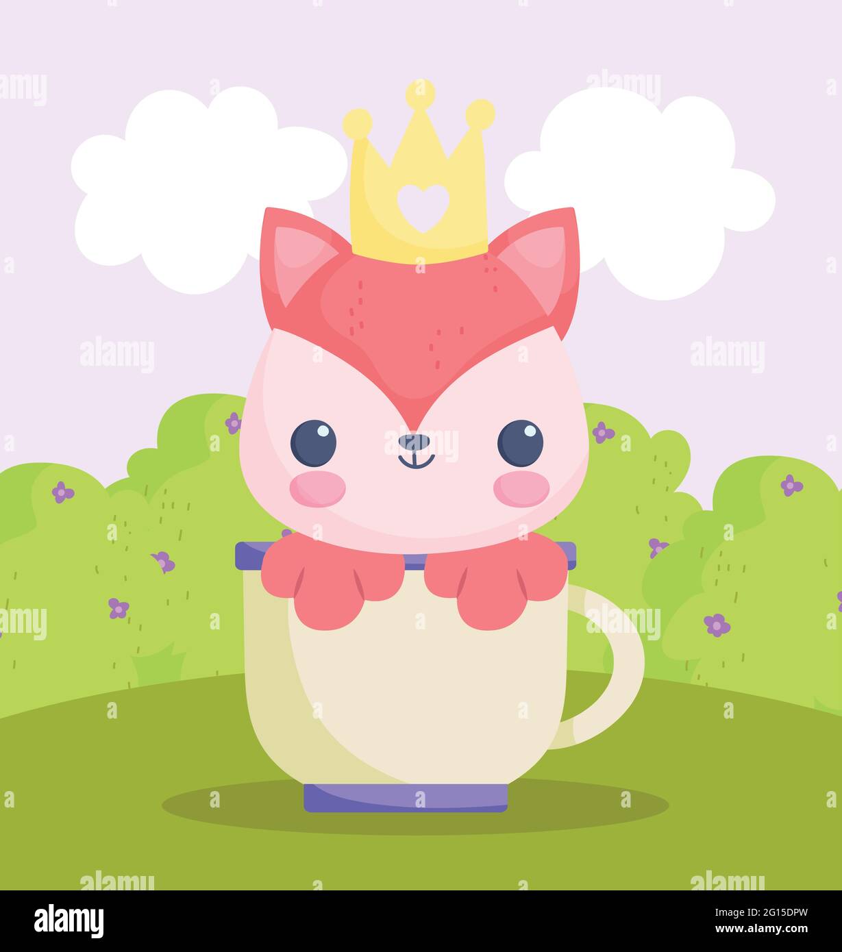 fox in cup cartoon Stock Vector
