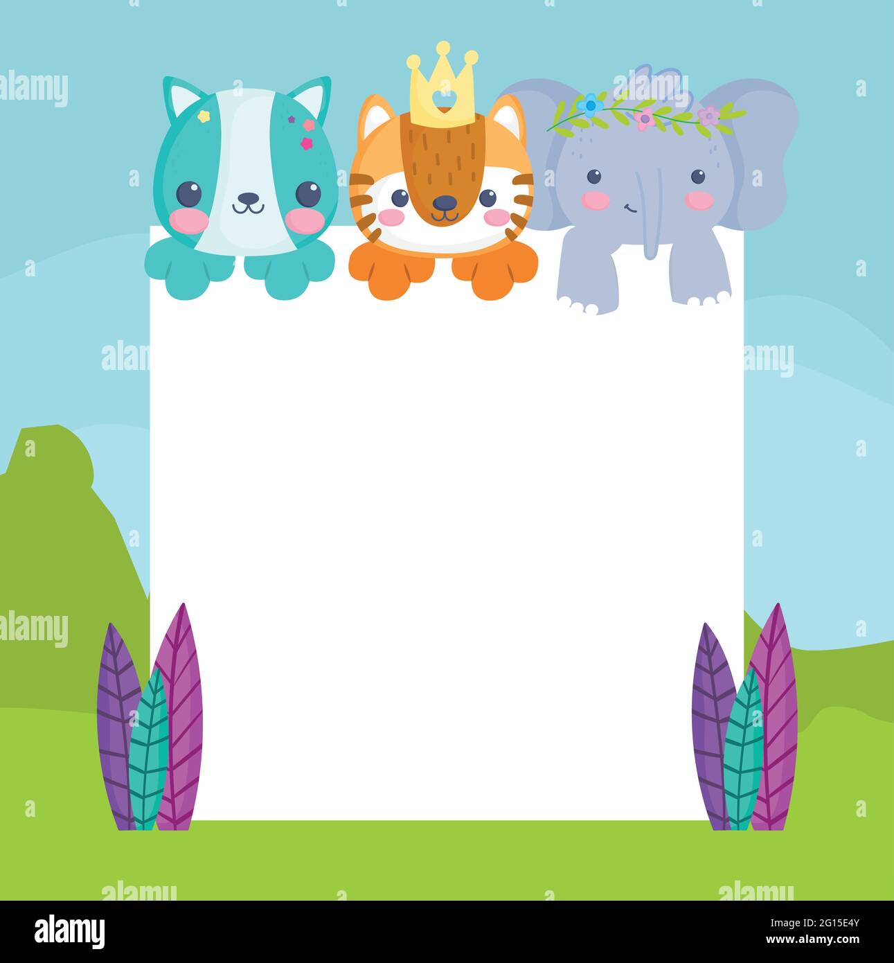 little animals with banner Stock Vector Image & Art - Alamy