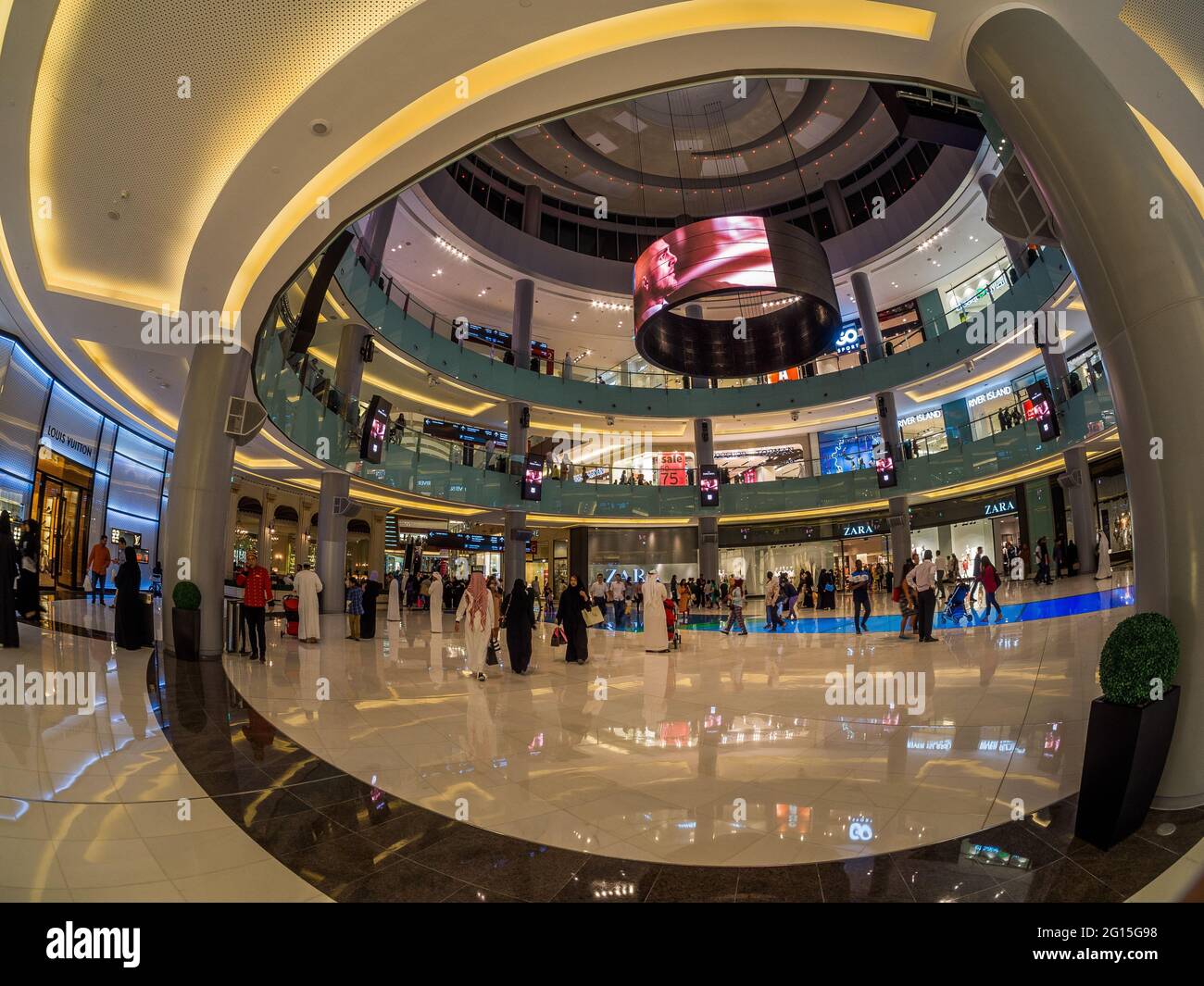 The interior of Dubai Mall via fisheye lens Stock Photo - Alamy