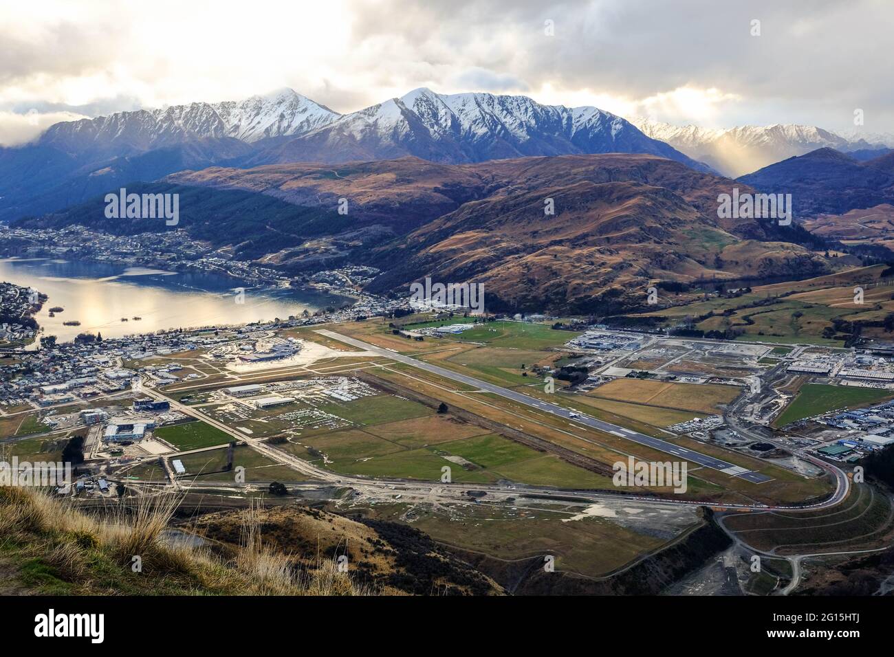 Vantage view of Queenstown Airport in New Zealand Stock Photo - Alamy